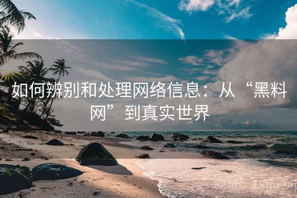 如何辨别和处理网络信息：从“黑料网”到真实世界