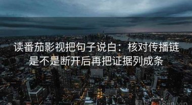 读番茄影视把句子说白：核对传播链是不是断开后再把证据列成条