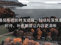 番茄影视前转发提醒：越级段落慎重对待，补充前提让内容更清晰