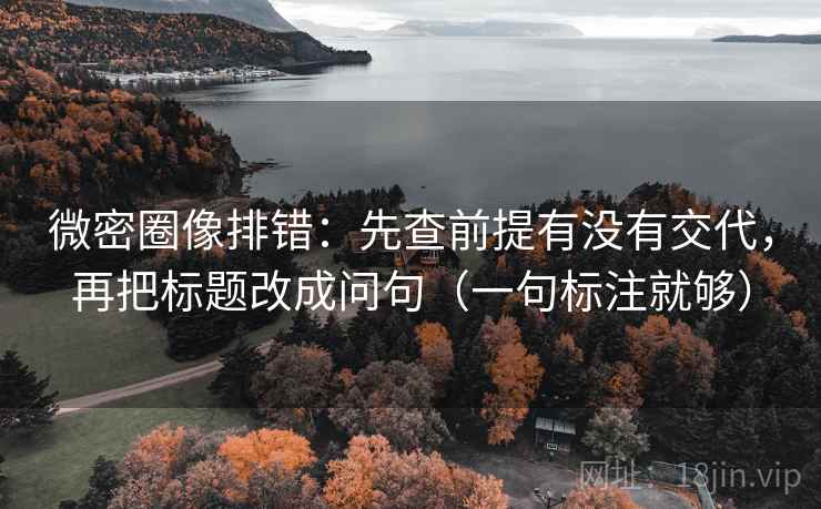 微密圈像排错:先查前提有没有交代,再把标题改成问句(一句标注就够) 微密圈像排错:先查前提有没有交代,再把标题改成问句(一句标注就够)